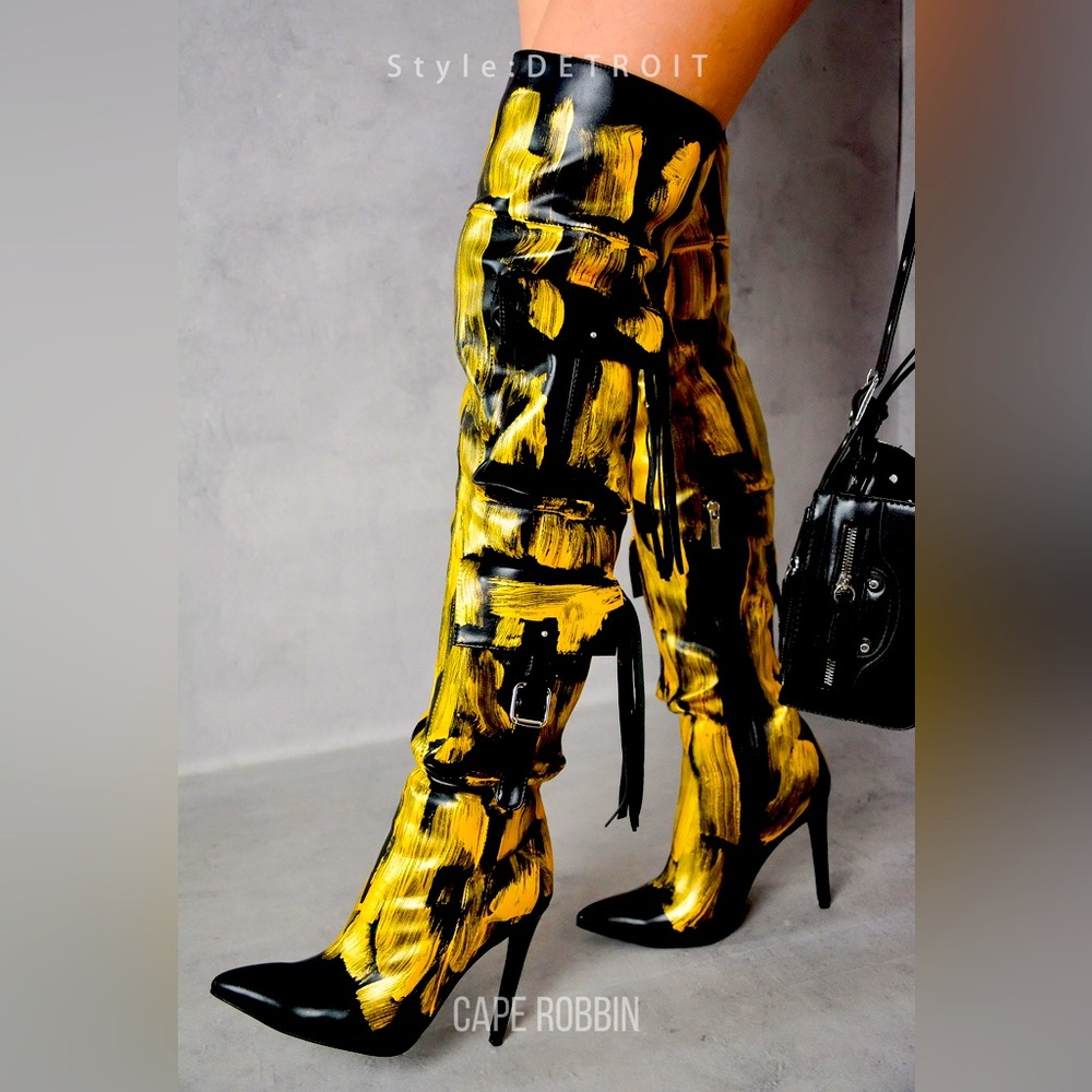 Detroit.....Thigh High Cargo Close Toe Boots